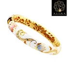 High Quality Luxury Jewelry Vintage Alloy Pearl Crystal Enameled Cloisonne Bangle Bracelet For Women