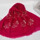 India lurex embroidery hijab polyester cotton scarf