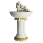 Wholesale Standing Cherub Statue Garden Bird Bath With Solar Garden Light
