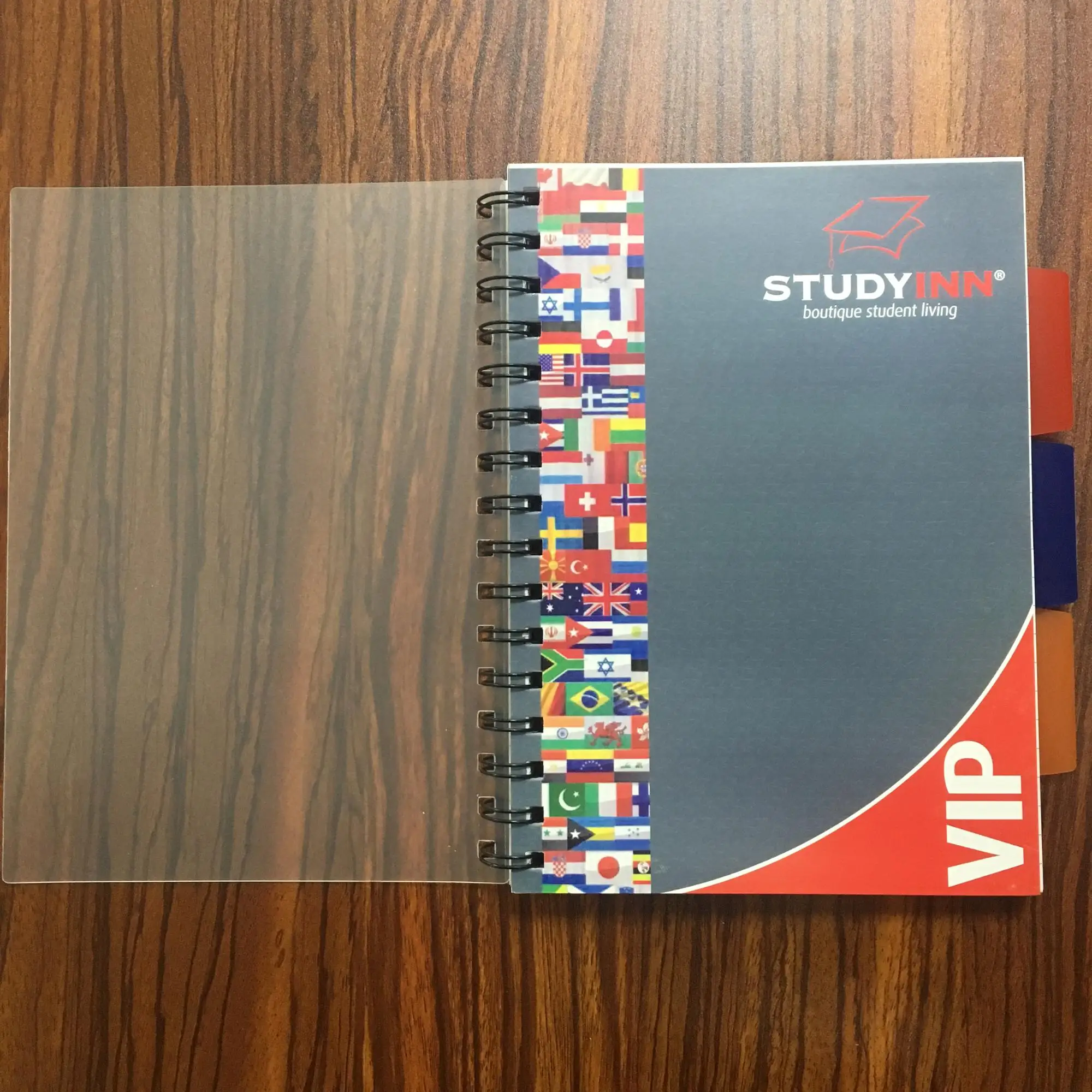 A5 custom printed spiral notebook with colored index tab divider, View