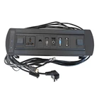 Black Flipping Electric Desktop Socket with HDMI and VGA for High Class Conference Table