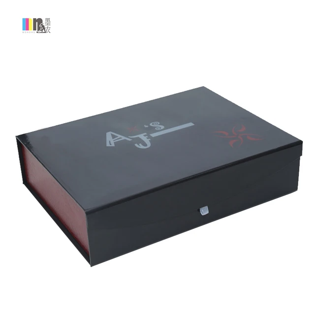 hot sale black folding packaging cardboard paper box for clothes
