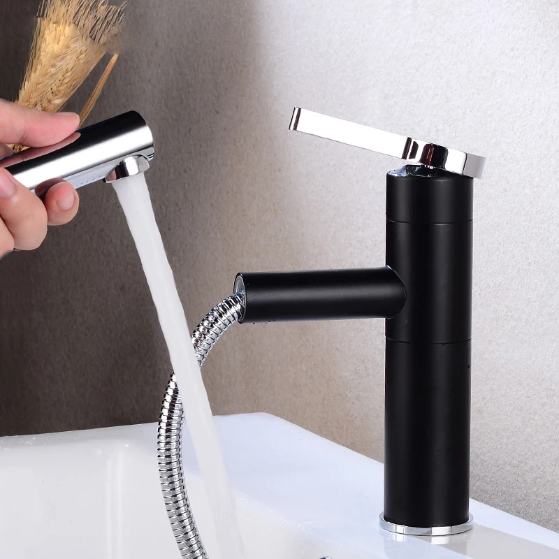 Wholesale Faucet Single Hole Brushed Golds Brass Pull Out Basin Mixer