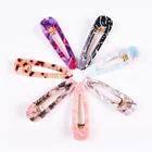 Wholesale acrylic hairpin acetate sheet marble pattern duck bill geometric hair clip fashion gifts for women girl