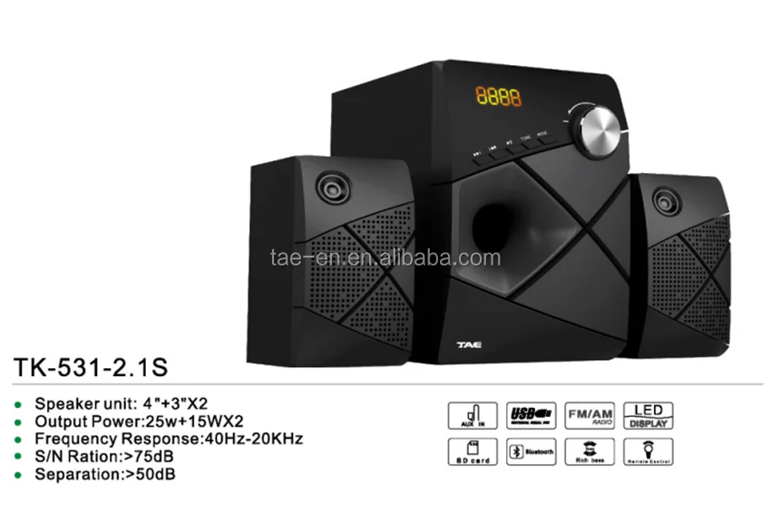 New Design TK-531-2.1 Home Theater System 2.1 speaker System With BT/FM/USB/MP3/SD/Remote Rontrol - ANKUX.COM