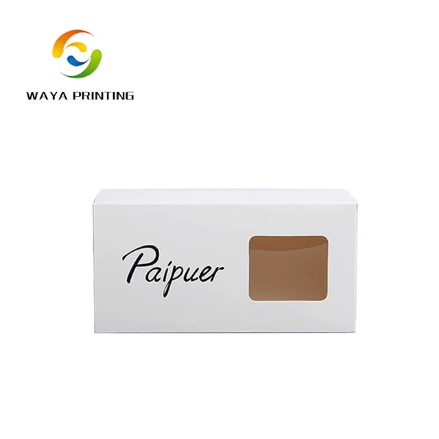white printed own logo small folding gift box with clear window