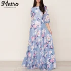 New stylish long sleeve Western design maxi dress women
