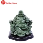 hand carved Burmese jade buddha statue,large carved Myanmar green jade religious carving for decoration