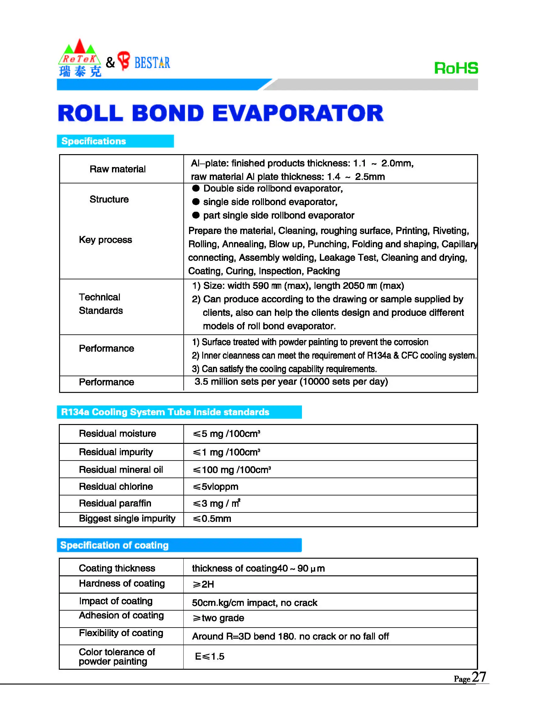 roll-bond aluminum bending evaporator