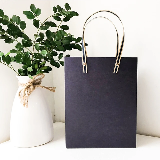 dark blue decorative candy door gift paper bag with handles and