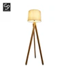 Modern Standing Lamp Home Wood 3 legs Tripod Fabric Wooden Floor Lamp