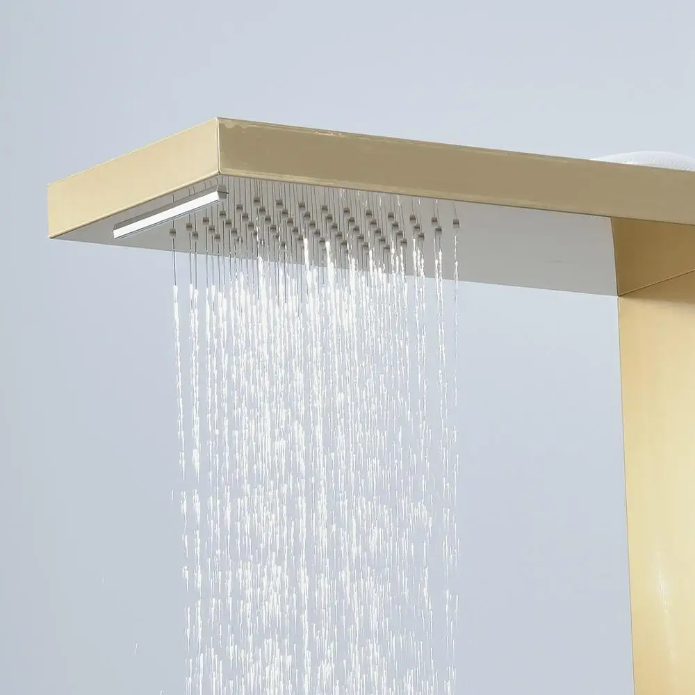 Fapully Bathroom Products, Waterfall Rain Shower Panel Titanium Golden Shower Panels Bathroom