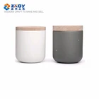 fashionable matte ceramic candle jar with wooden lids