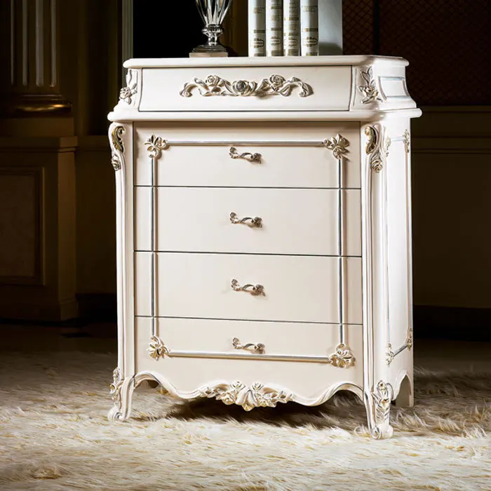 French Style Decent Luxury Furniture White 4 Chest Of Drawer