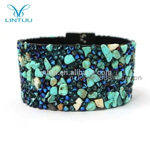 China Copper Turquoise Bracelet Whole Jewelry New Fashion Leather Bracelet Turquoise Stone Copper Magnetic