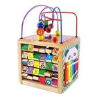 Kids Multifunction wooden box Bead Maze Game Toy