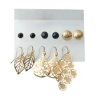 Wholesale Simple 6 Pairs Gold Earring Set Designs 14K Gold Plated Jewelry Drop Earrings For Women