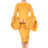 Latest fashion women high quality new style multi-layer trumpet sleeve prom and party wear hip sexy pencil evening dress