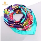 2017 Women Fashion Print Custom Silk Jacquard Square Scarf 90 90