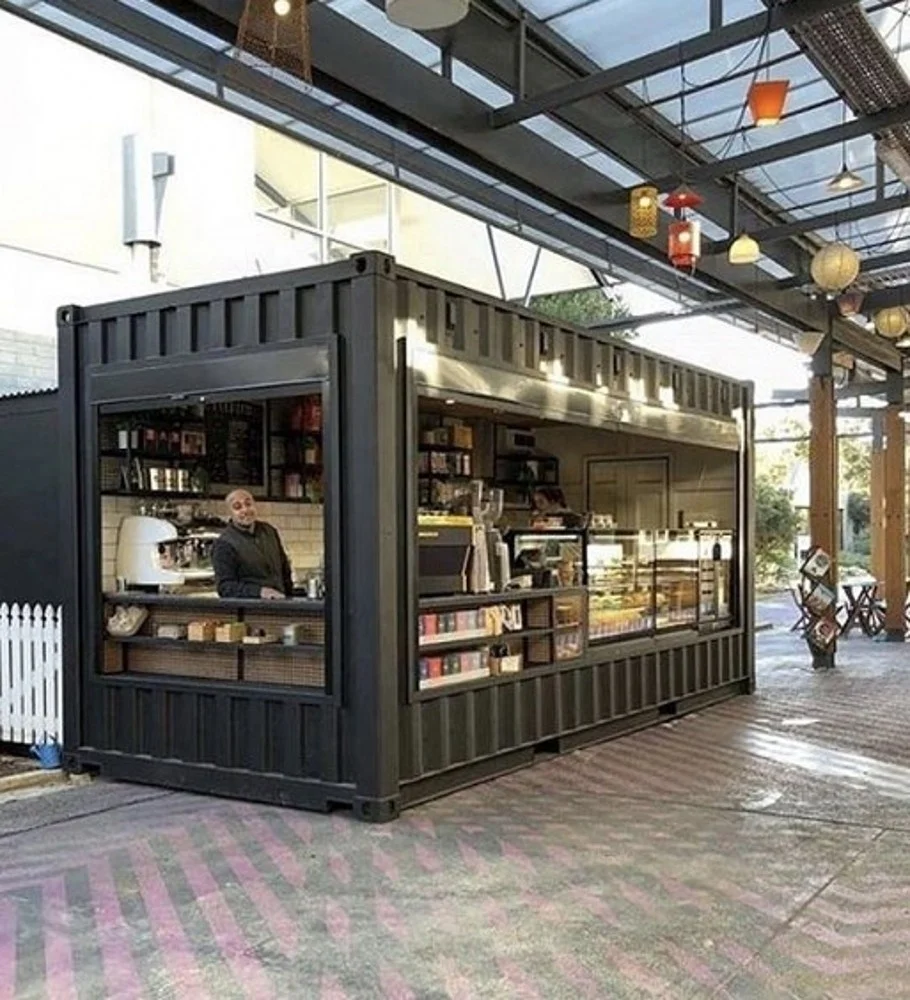 Vorgefertigte Straße blase tee eis bar Mobilen container geschäfte restaurant schnelle außen lebensmittel kiosk design für verkauf