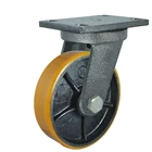 Heavy duty castor waterproof, anti oil, Iron-core PU flat without metal cover 1 ton heavy duty pu caster wheel