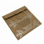 Custom silver foil stamping kraft card square craft paper envelopes with a window and string tie closure