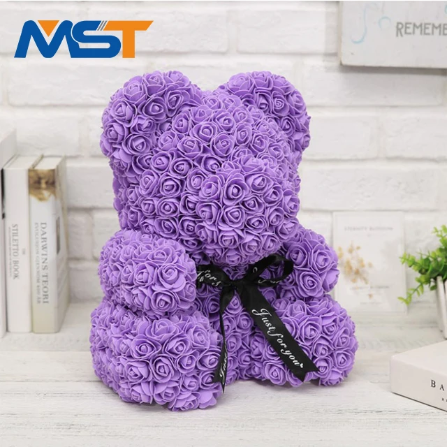 Factory price novelty forever love cute pe rose flower foam bear For Birthday Gifts .jpg