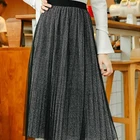 Mesh Pencil Skirt Women Mid-length Skirt High Waist A-line Pleated Skirt For Women