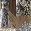Fashion beaded bridal wedding hand embroidery pattern dress pearl embroidered sexy designs lace fabric