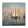 Modern Abstract 3D Hand Painted Sailboat On The Sea Framed Canvas Oil Painting Wall Art For Home Decor