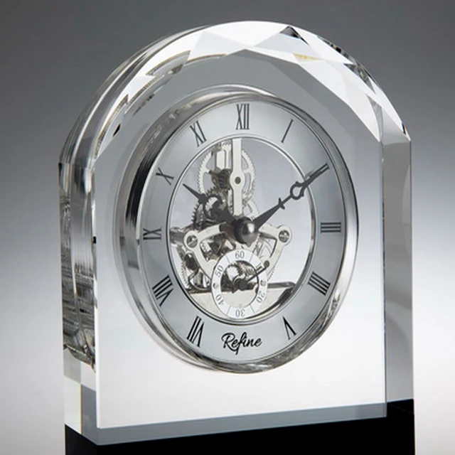 wedding gift luxury k9 crystal table clock with skeleton quartz