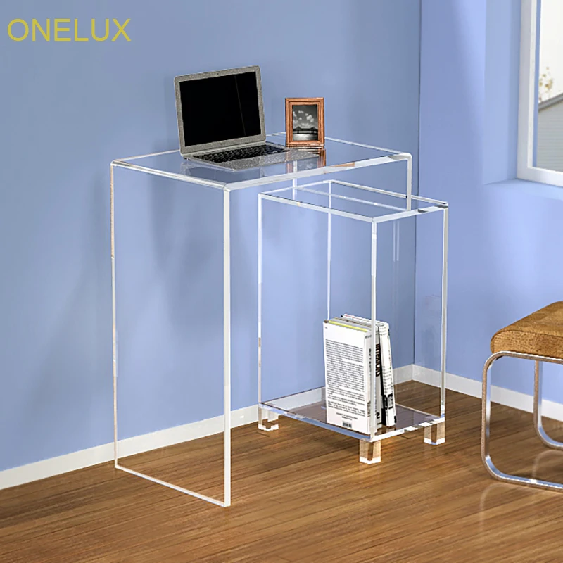 Waterfall Acrylic Storage Console Table Lucite Home Office Desk