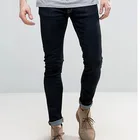 manufacturer direct fly zip back pocket organic cotton demin slim super skinny jeans in black