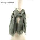 Dark green long polyester crinkled scarf women