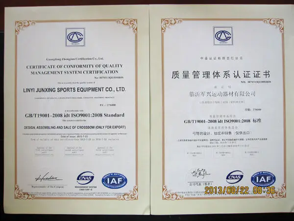 iso9000 quality bow warrienty