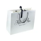 Custom Personalized Design Printed Boutique Gift Shopping White Luxury Art Paper Carrier Bags