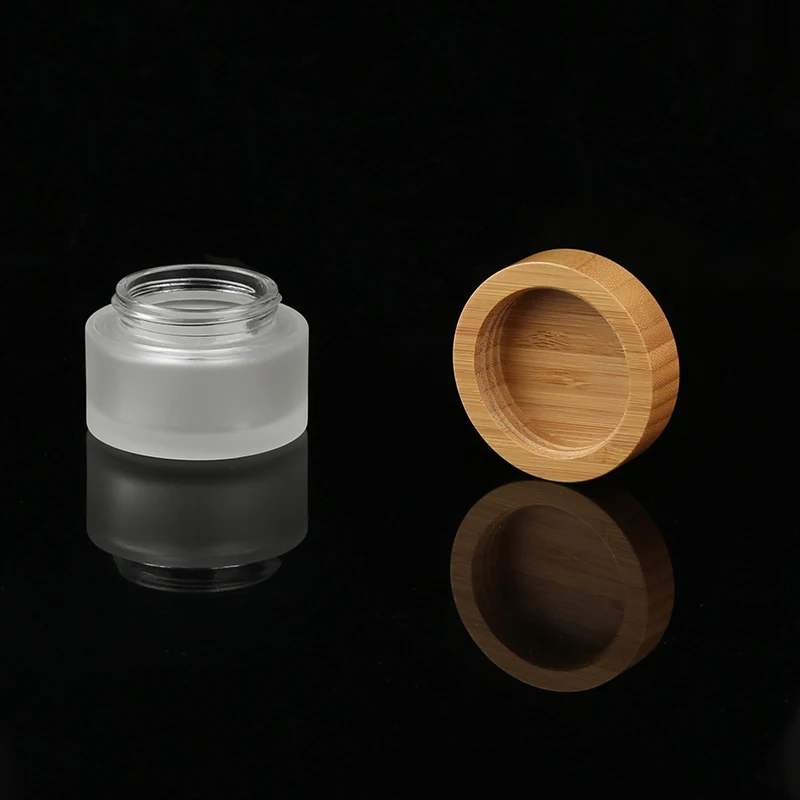 5g 15g 30g 50g 100g Glass Jars With Bamboo Wooden Lids Bamboo Cosmetic