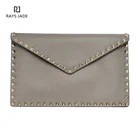 Stylish customized fashion grey leather envelope clutch bag for women