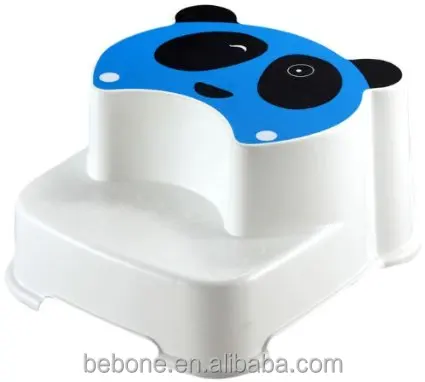 Bear panda design Cartoon printing plastic 2 step stool