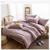 wholesale japanese new style high quality stone washed 100% cotton solid plain duvet cover bed linen bedding set