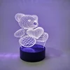 Custom baby room decor battery usb powered RGB bear 3d illusion acrylic led light night lamp for kids
