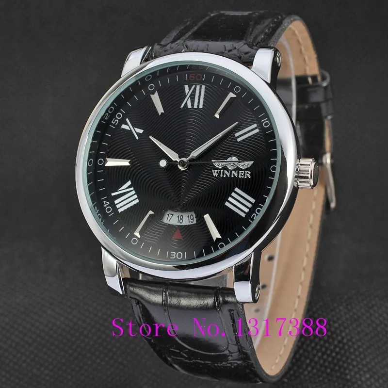 2016 Brand WINNER Simple Self-winding Automatic Mechanical Watch Men Wristwatch luury Leather Strap with Calendar