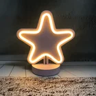 Wooden stand flamingo clover star love heart led neon light