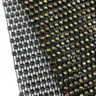 Trimming Fabric 3mm Sparkling Plastic Base Elastic Rhinestone Mesh Trimming Fishnet Crystal Fabric For Clothes
