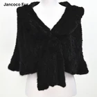 Fur Hot Sale Genuine Knitted Mink Fur Poncho for Women High Quality Winter Thick Warm Mink Fur Cape Shawls