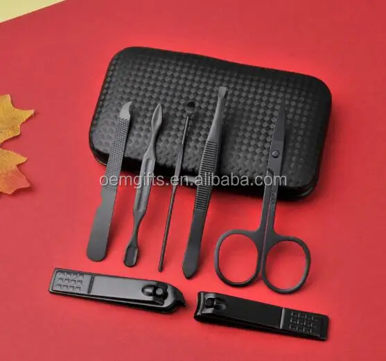Unionpromo Custom Logo 7 pieces stainless steel Nail Clippers Cutter Kit Nail Care Manicure Set