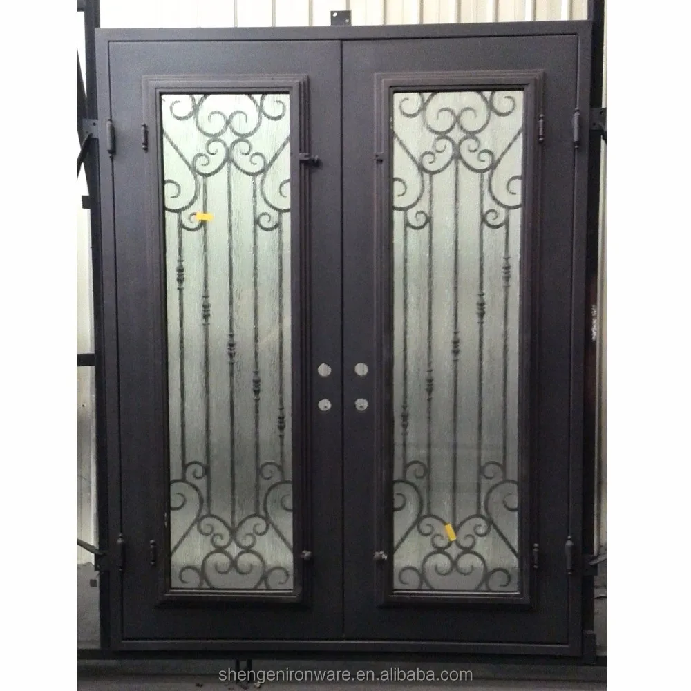 sen-w001 made in china flat top front double wrought iron door