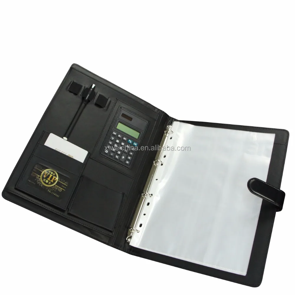 zipper folder leather - ring binders portfolio - promotional