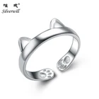 Ring Fashion Jewelry Women Silver Cute Style Cat Kitten Ears Ring Open Ring