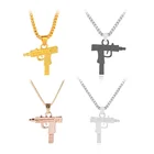 Hot design kinds of metal color custom gold plated gun necklace pendant for men